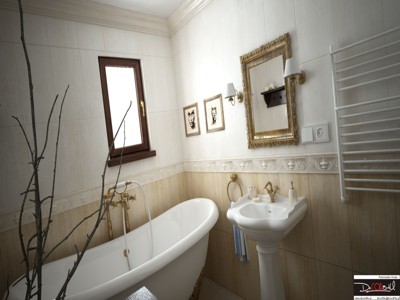 Fotorealistyczna wizualizacja łazienki w stylu klasycznym