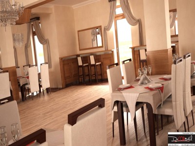 Wizualizacja wnętrza restauracji na Podzamczu